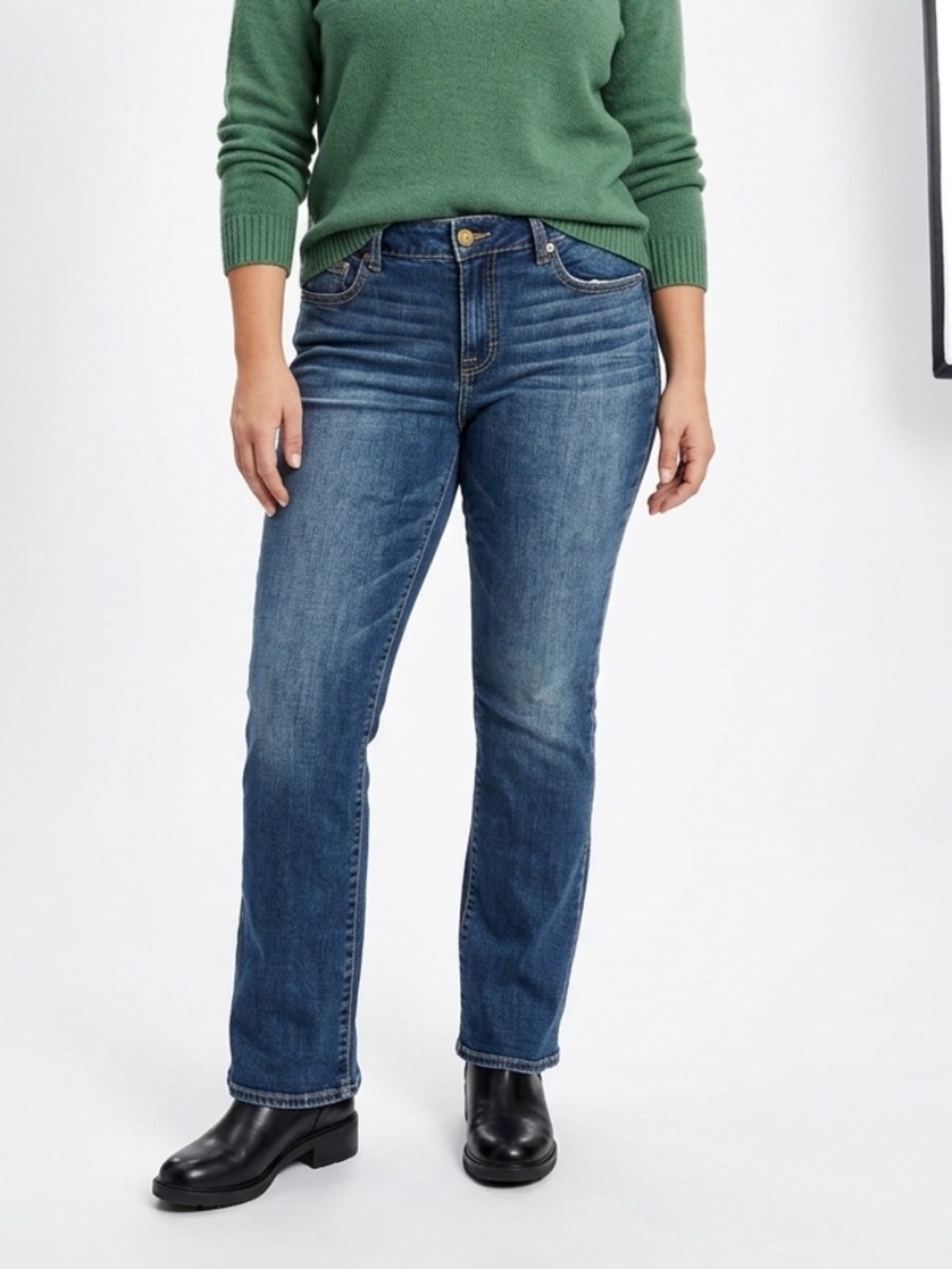 American Eagle Kick Boot Jeans - Size 14 Regular - Dark Wash Stretch Denim